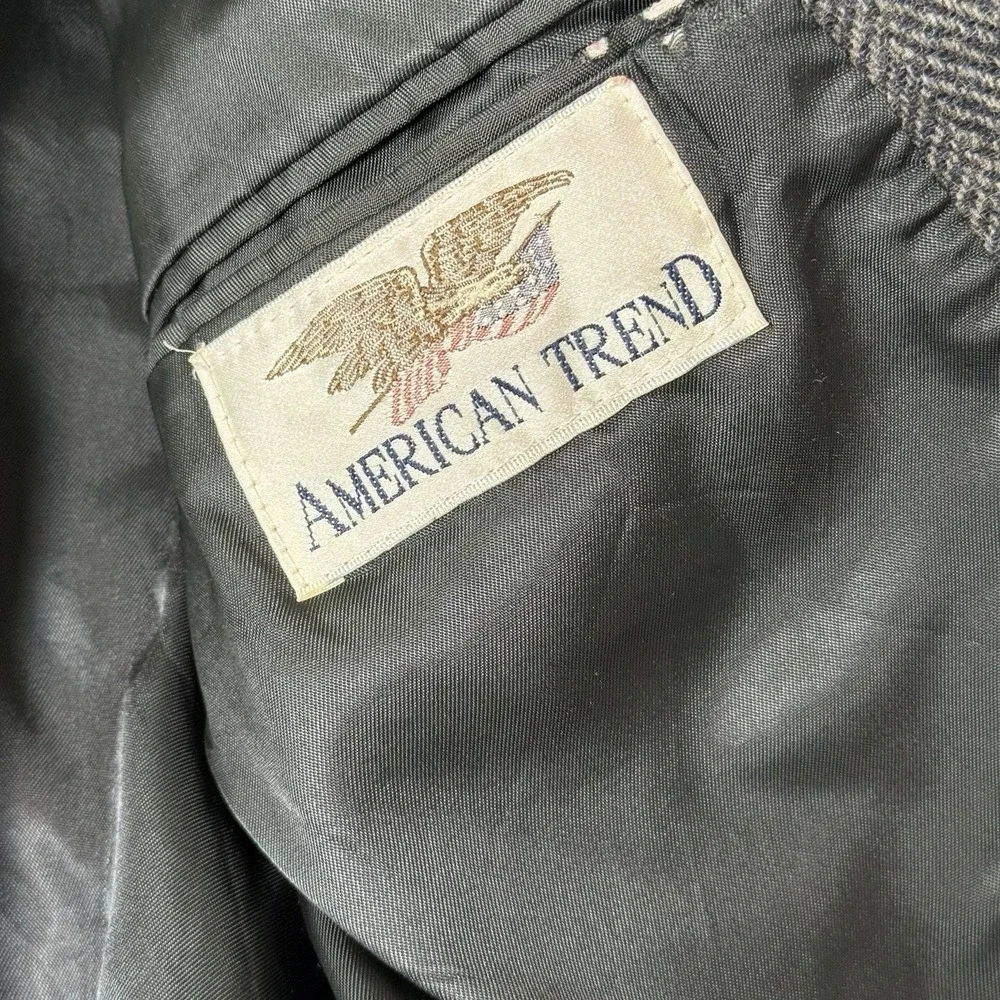 Vintage American Trend Men's Blazer Sport Coat 44R Gray Tweed Lambswool USA Made